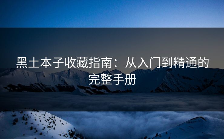 黑土本子收藏指南:从入门到精通的完整手册